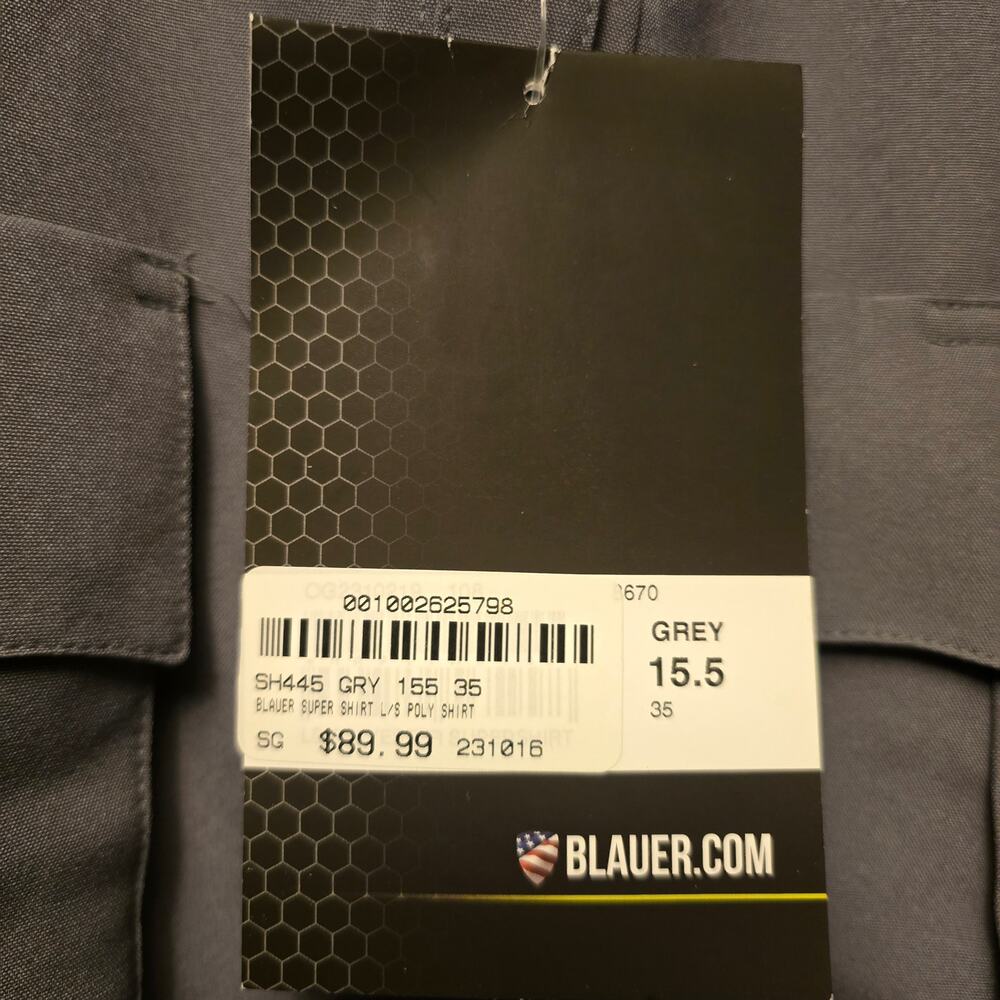 Blauer grey super shirt button down shirt nwt size 15.5 - Picture 3 of 5